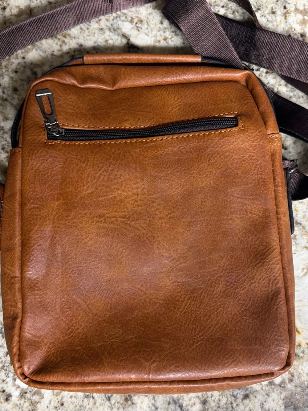 Weixier Unisex Brown Leather Crossbody Messenger Bag - New